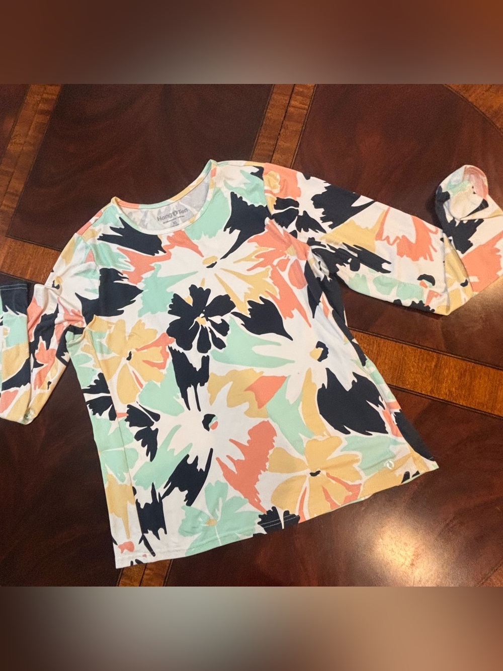 Hang Ten Floral Sunray UPF 50+ Long Sleeve Active Swim Sun Shirt Size XL